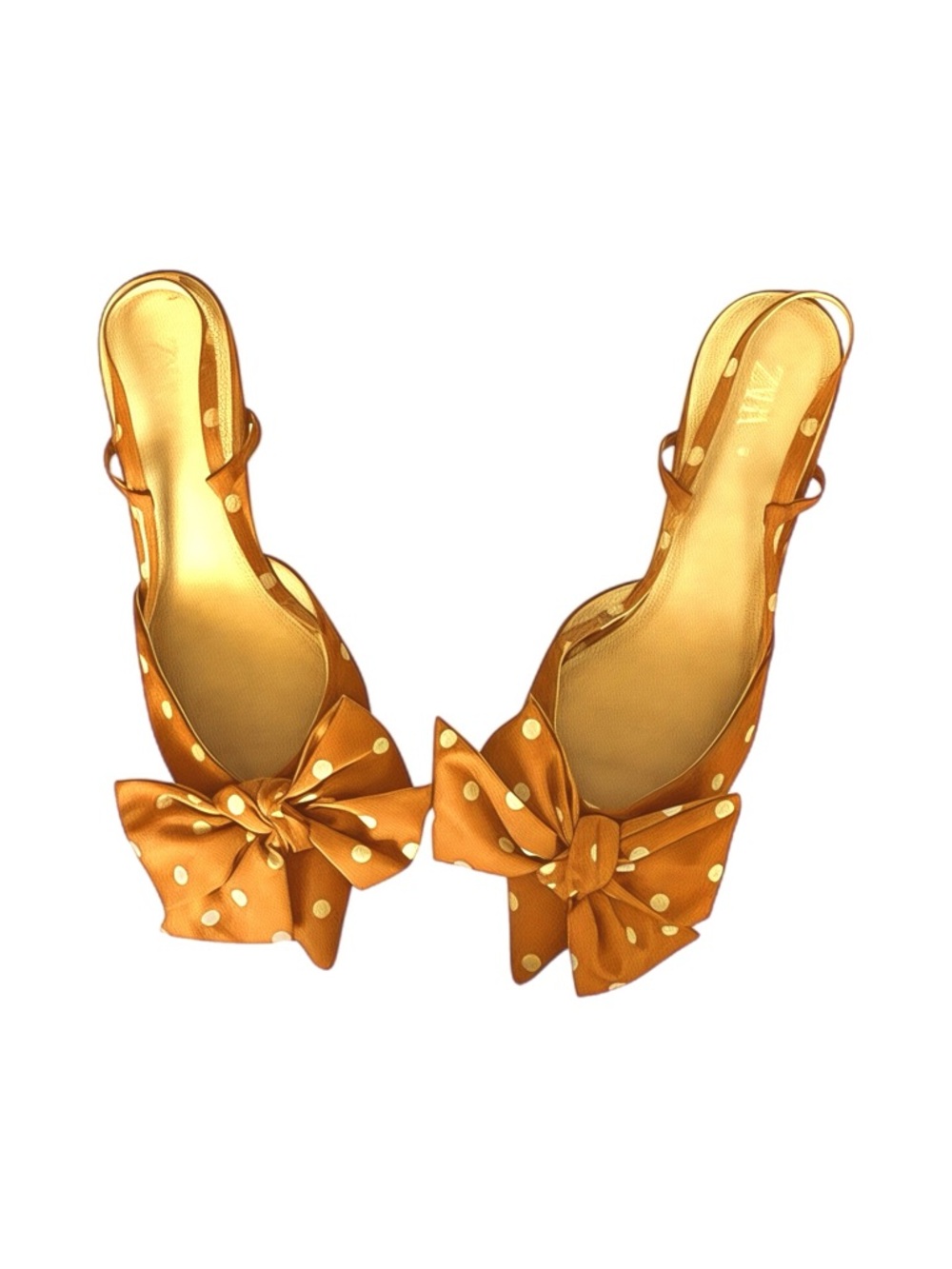 Zara Orange Polka Dot Bow Slingback Heels Size 40